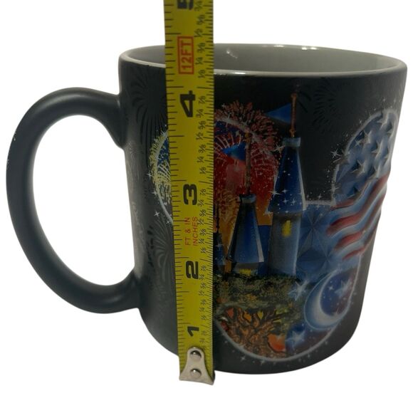Disney World Mug Black Castle Fireworks Mickey Patriotic Disney Parks 16oz - Picture 5 of 8
